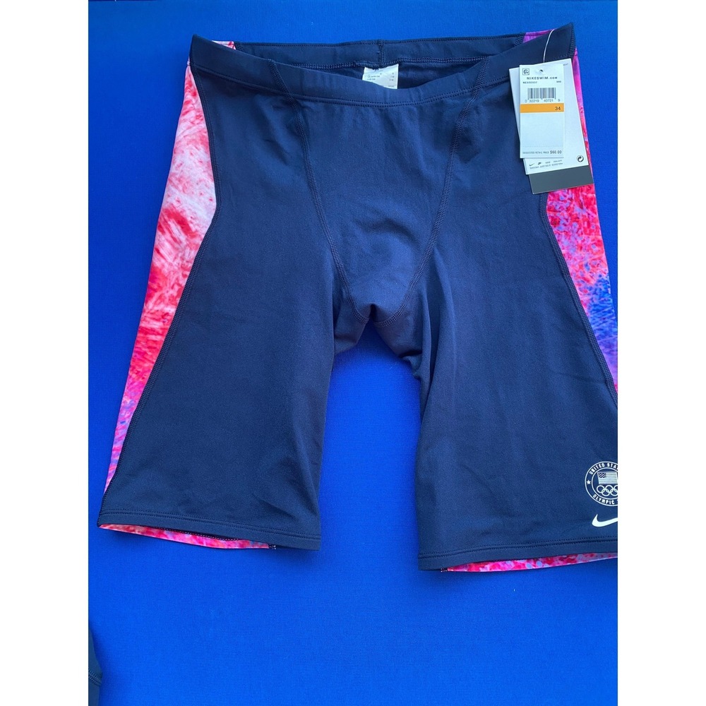 Nike Swim Team USA Olympic Jammers Navy Pink Abstract Print size 34 NWT NESSE037
